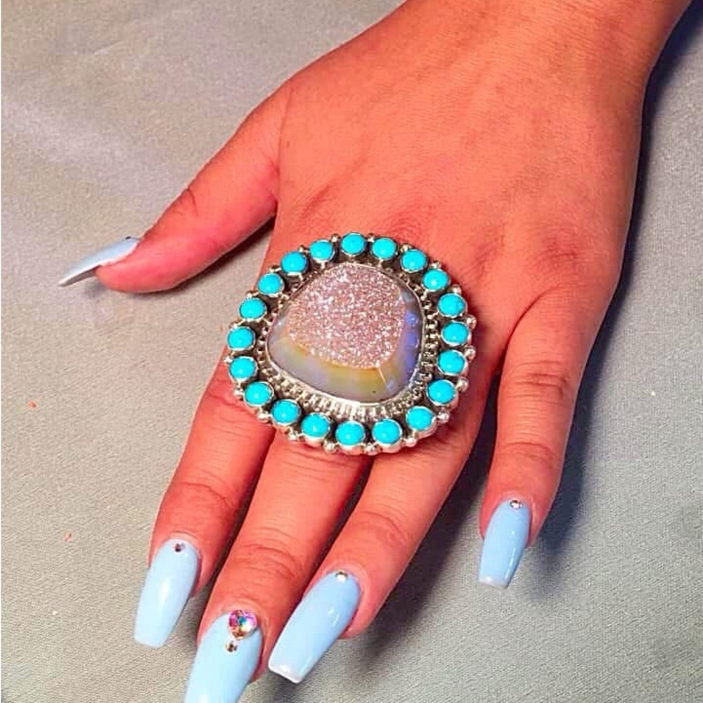 Turquoise and Silver Statement Ring